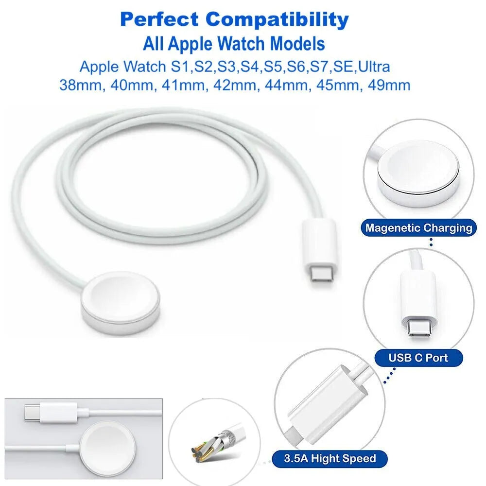 MAGNETIC CHARGER DOCK TYPE-C 1M CABLE For APPLE WATCH Ultra 9 8 7 SE 6 5 4 3