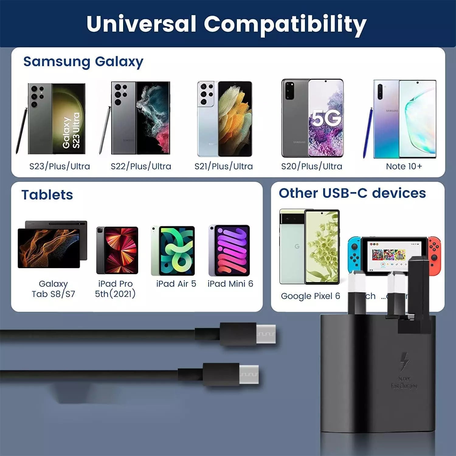 4 in 1 Multi USB C A 8PIN PD Charger Charging Cable 65W / 27W For with iPhone& Samsung Adapter