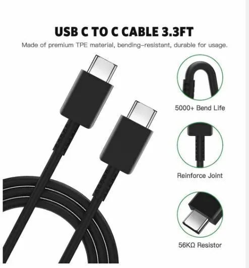 Genuine Super Fast 25W Charger Adapter & USB C To C Cable For All Samsung Phones